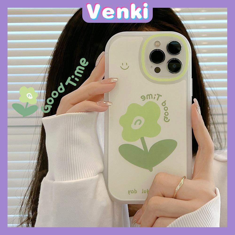 iPhone Case Silicone Soft Case Clear Case TPU Airbag Shockproof Full Coverage Protection Camera Green Flower For iPhone 13 Pro Max iPhone 12 Pro Max iPhone 11 iPhone 7 Plus