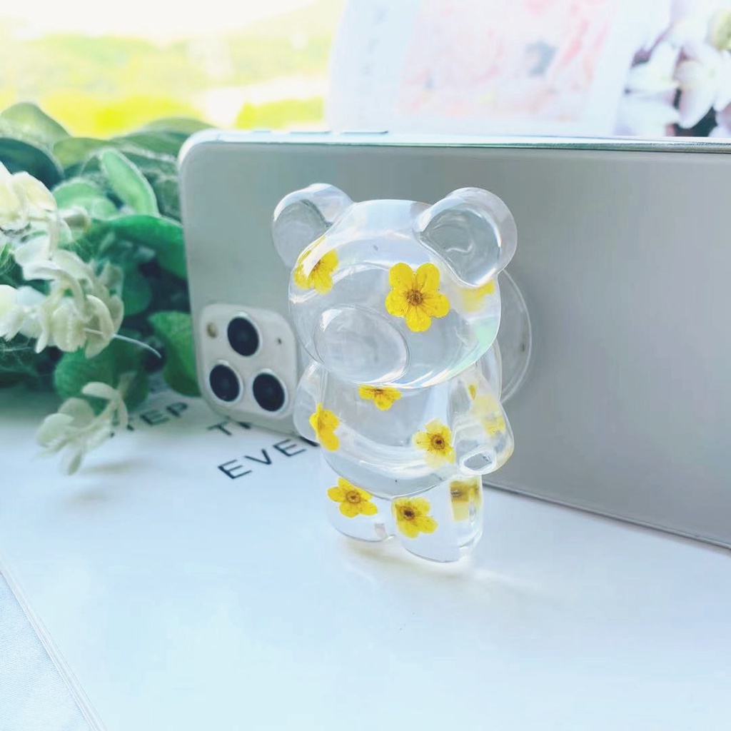 Ins Ring Holder Hp Bentuk Kartun Beruang / Bunga Warna-Warni