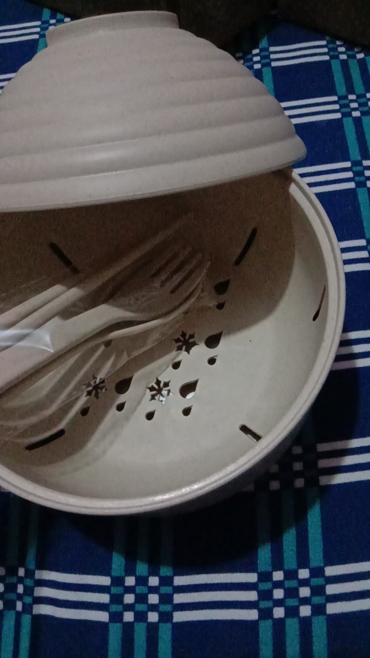 Mangkuk Mie Mangkok Makan Set Isi 2 Gratis Sendok Garpu Sumpit Tutup Wheat Straw Soup Bowl Cantik