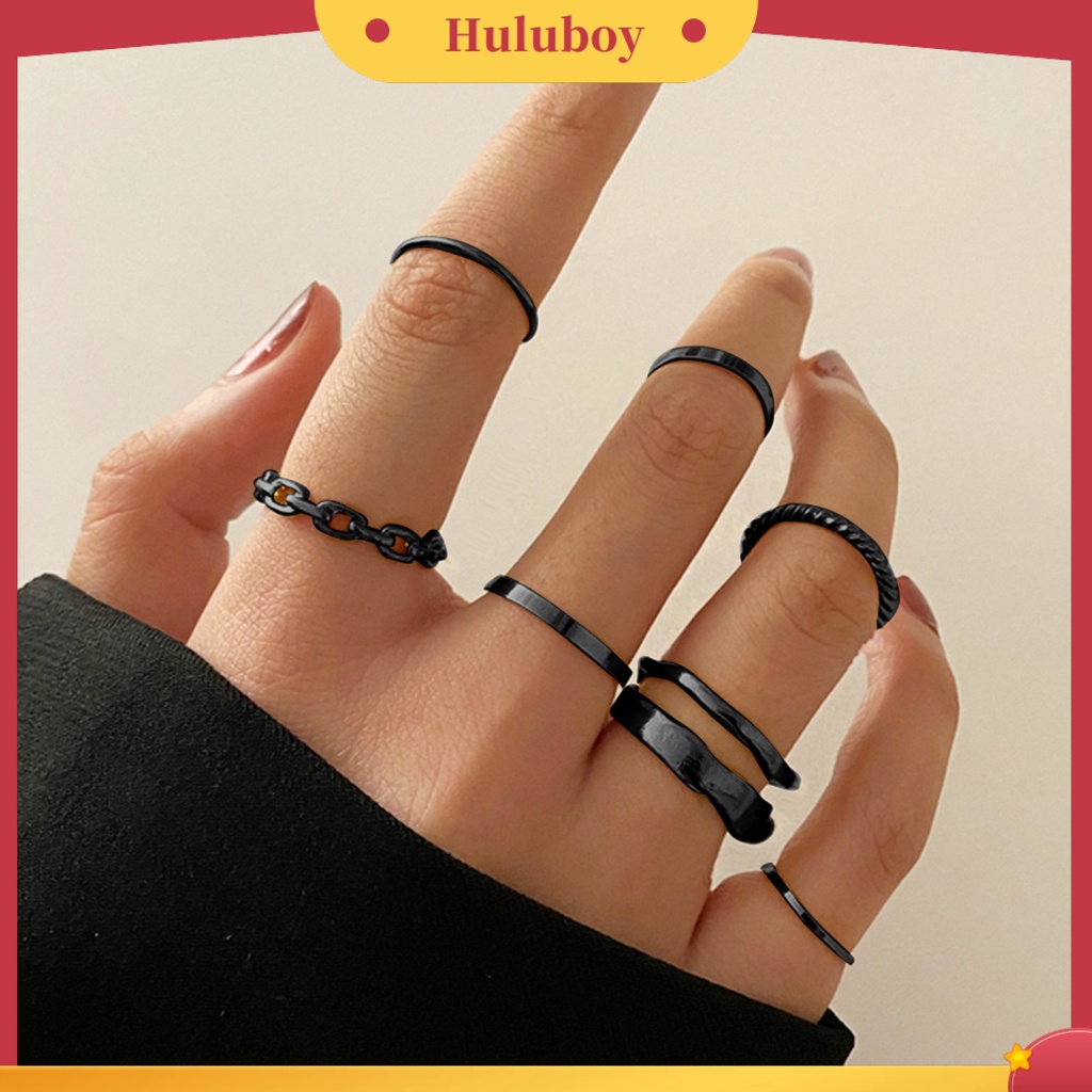 Hu Hu Hu Hu Hu Alat Bantu Pasang Kacamata♡ 1 Set Cincin Knuckle Bentuk Geometri Gaya Punk Tahan Lama Untuk Unisex