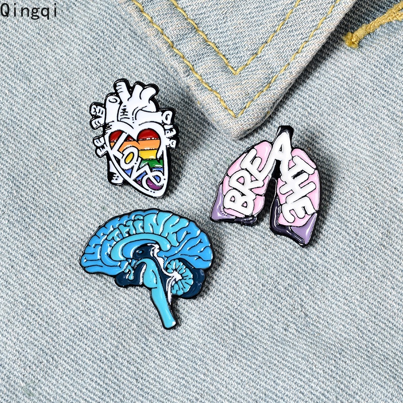 Bros Pin Enamel Bentuk Kartun Organ Tubuh Otak Hati Untuk Hadiah