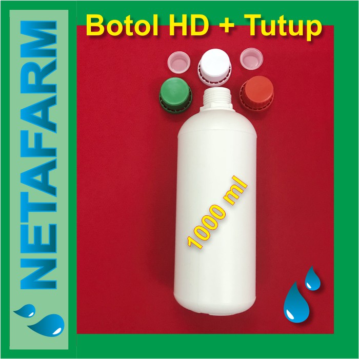 Botol Plastik HDPE 1000 ml / 1 lt + Tutup dalam &amp; luar