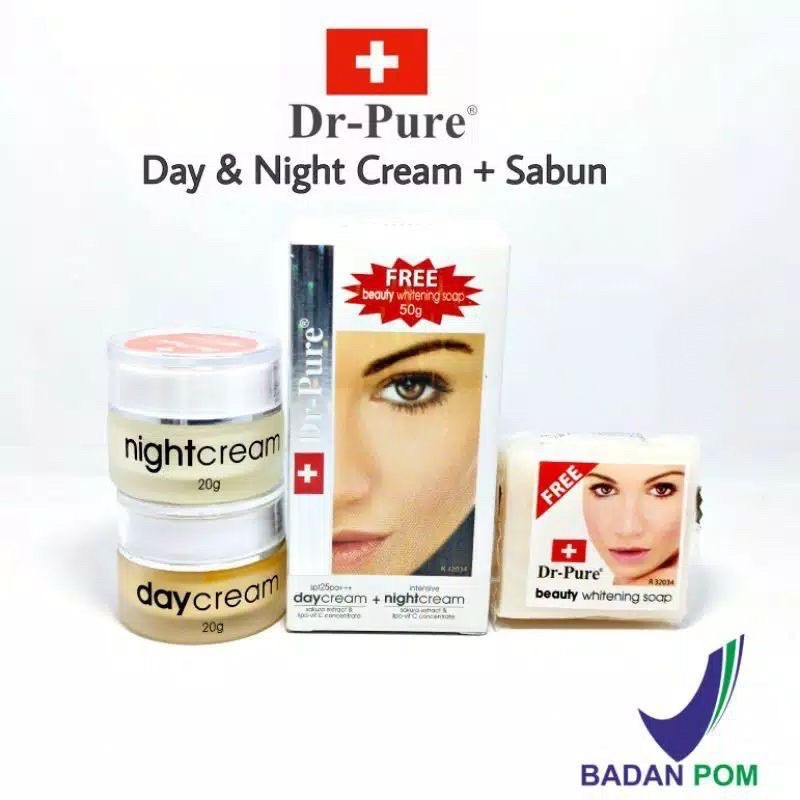 Dr Pure Paket ( Day cream + Night cream + Free Whitening Soap )