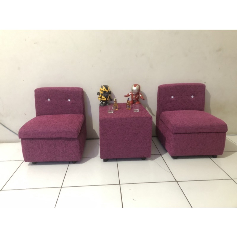 PROMO Sofa Anak Minimalis 2 Dudukan + Meja Full Busa