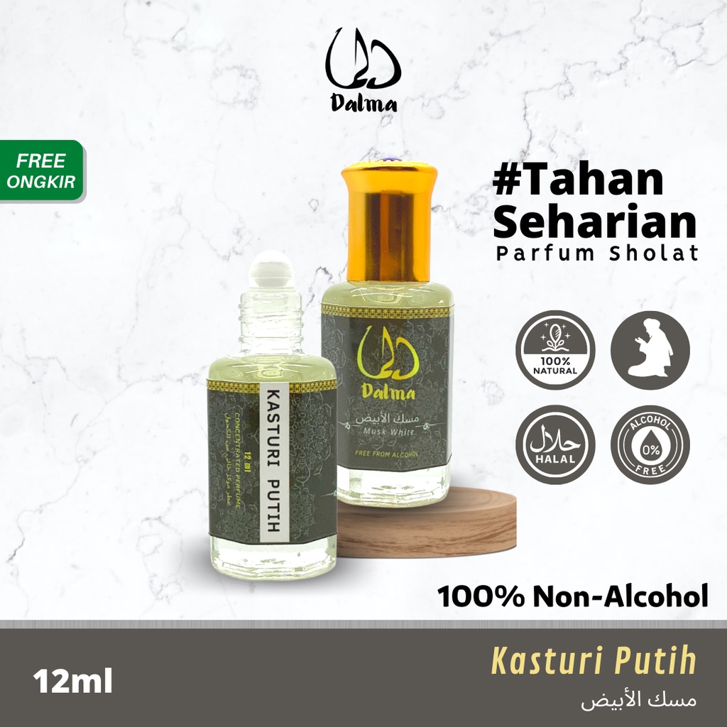 Dalma - KASTURI PUTIH Parfum Non Alkohol Tahan Lama Original 100%  | Minyak Wangi Arab untuk Sholat Pria dan Wanita Farfum Perfume Aroma Fresh Asli