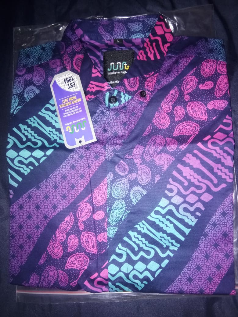 Babedo Kemeja Batik Pria Slimfit Motif Lurik Degradasi Premium Lengan Pendek