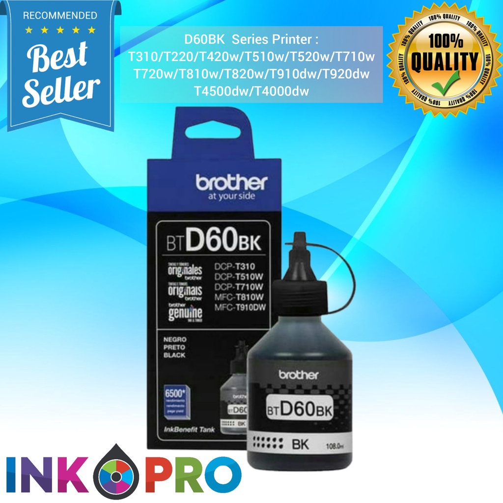 Tinta Brother BTD60BK - BT5000 PREMIUM HL-T4000DW,DCP-T220,DCP-T310,DCP-T420W,DCP-T510W,DCP-T520W,DCP-T710W,DCP-T720W,DCP-T820DW,MFC-T810W,MFC-T910DW,MFC-T920DW,MFC-T4500DW