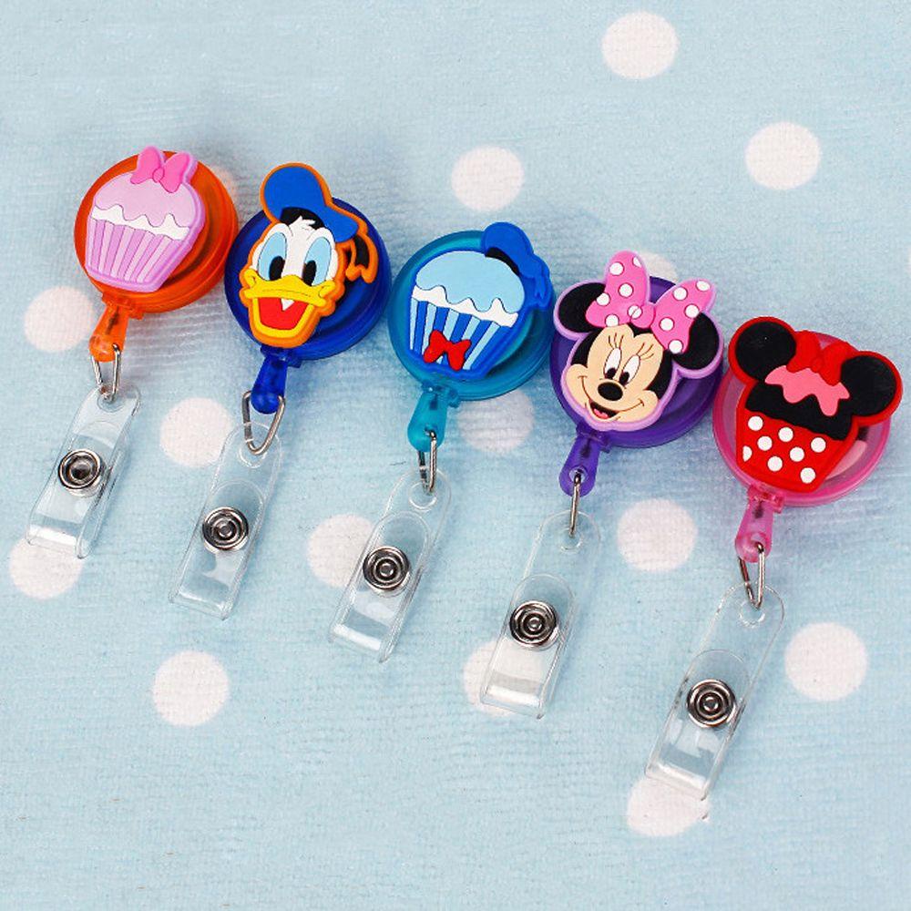 [Elegan] Retractable Badge Reel Siswa Silikon Perawat Dokter Kartun Card Holder Mickey Minnie Name Card Holder