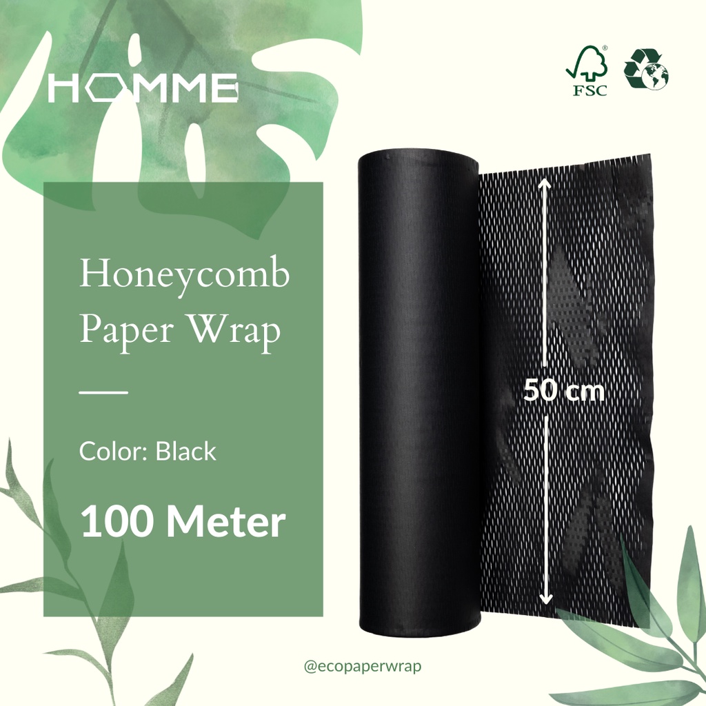 

[100 Meter] 50 Cm HOMME Ecofriendly Honeycomb Paper Bubblewrap HITAM 50 cm