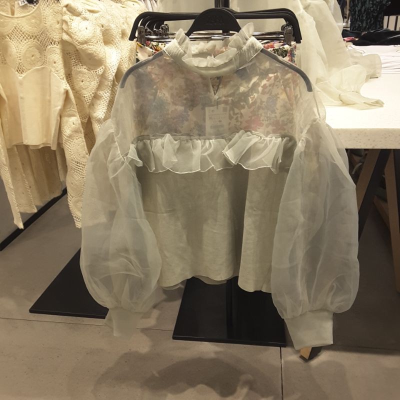 ZARA ORIGINAL ASLI SALE Blouse Wanita Lengan Panjang Hitam Putih Hijau Katun Linen Ready Branded