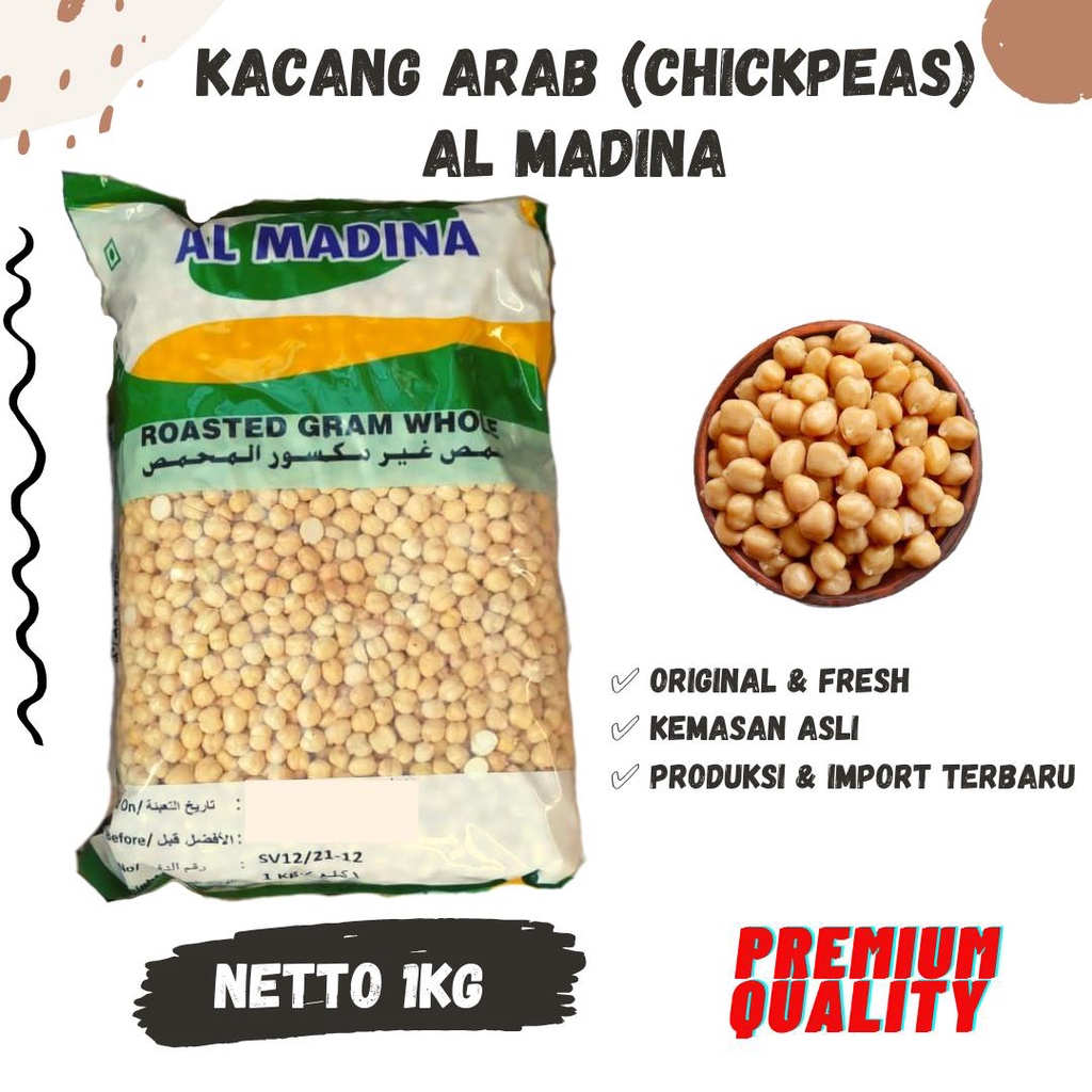 

KACANG ARAB 1KG Matang Chickpeas Roasted Gram Whole 1 kg Humus Garbanzo Chick Peas Jagung Arab India