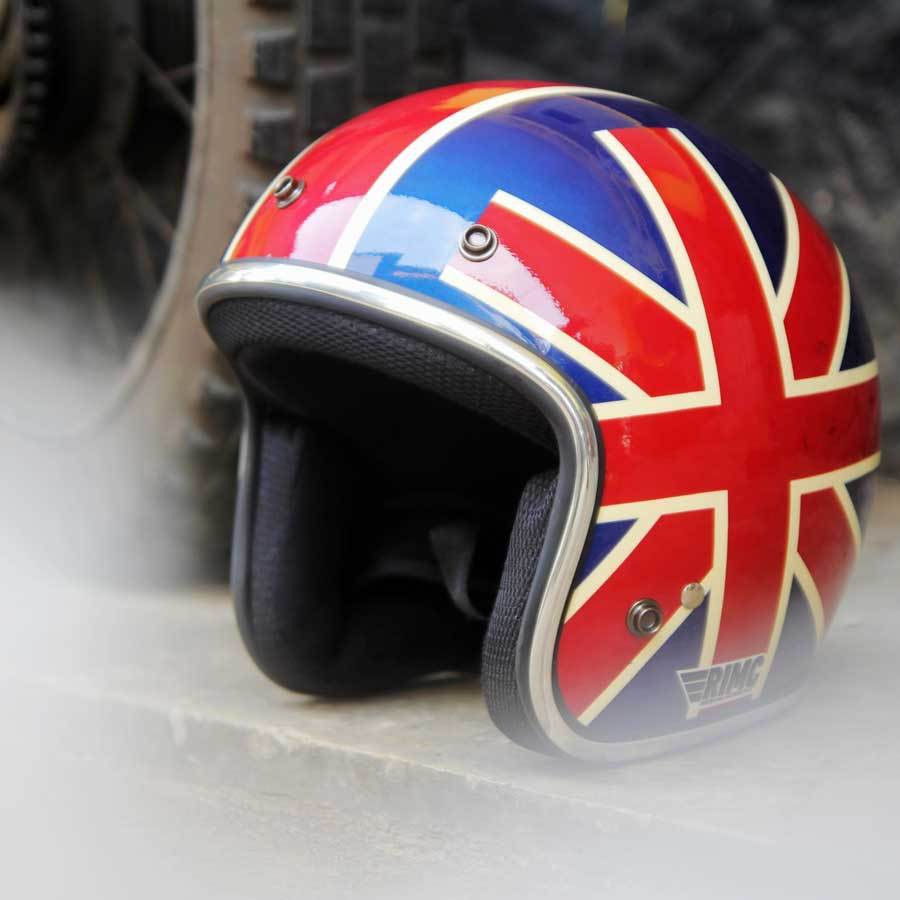 Helm Retro SADA Unionjack Glossy + Kaca Bubble Original (Vespa/Klasik/Classic/Vintange)