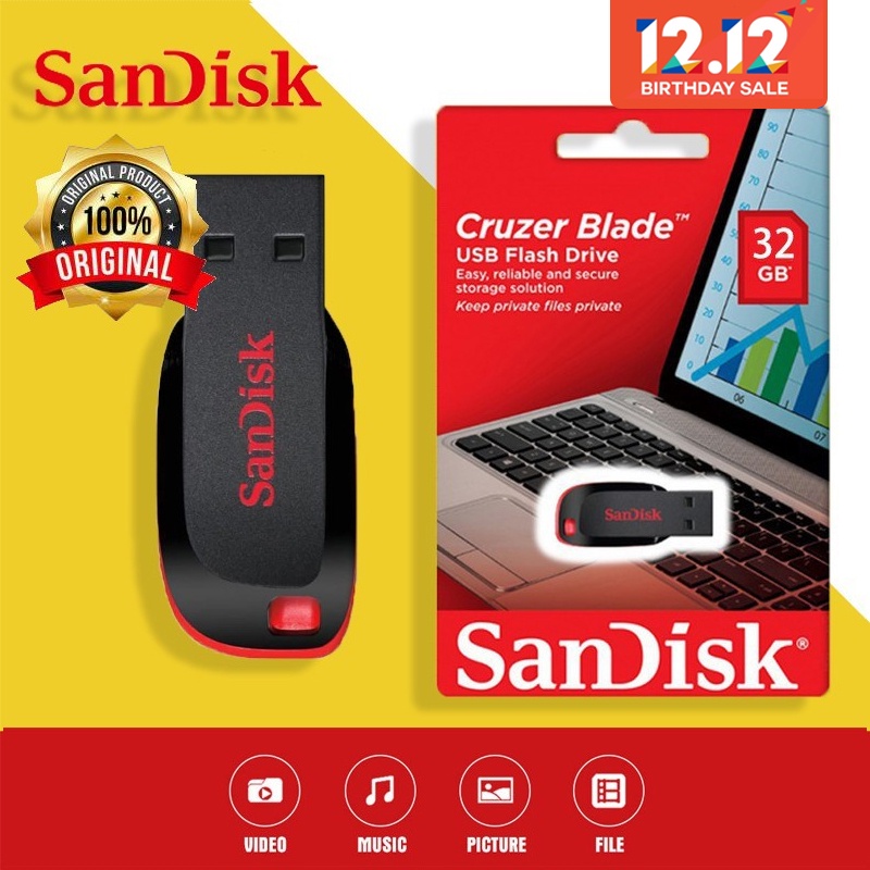 Flashdisk SanDisk Cruzer Blade CZ50 128GB 64GB 32GB USB 2.0 Flash disk 64 gb original laptop Sandisk