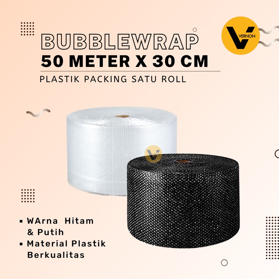 

Bubble Wrap 1 Roll Hitam Putih Plastik 50 Meterx30 CM Tebal Bubblewrap