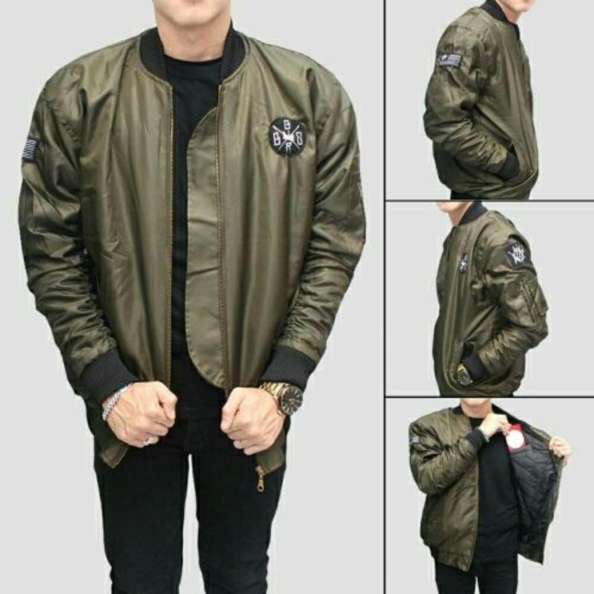 Jaket Pilot Bomber Scoot Logo BSGR Pria/Cowok - Hitam/Biru Navy/Merah Maroon/Hijau Army