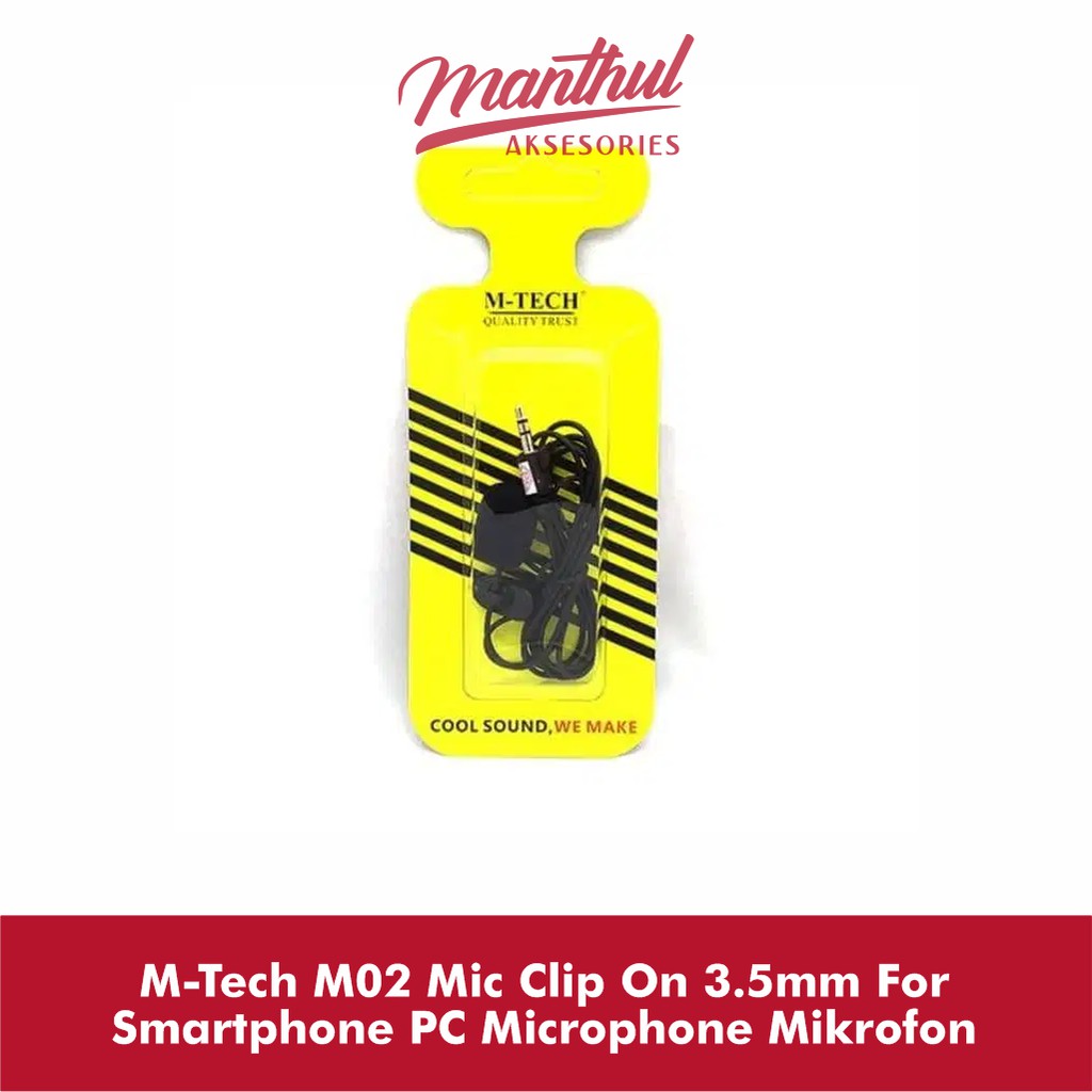 M-Tech M02 Mic Clip On 3.5mm For Smartphone PC Microphone Mikrofon