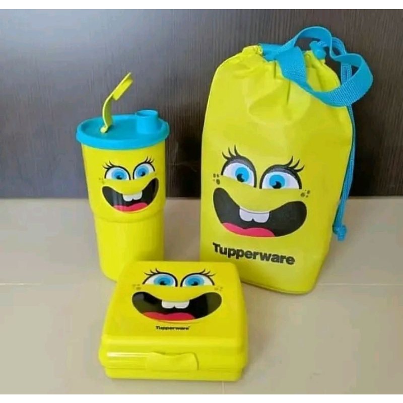 Set Bekal Tupperware Free Tas ( Smiley Lunch Tupperware )