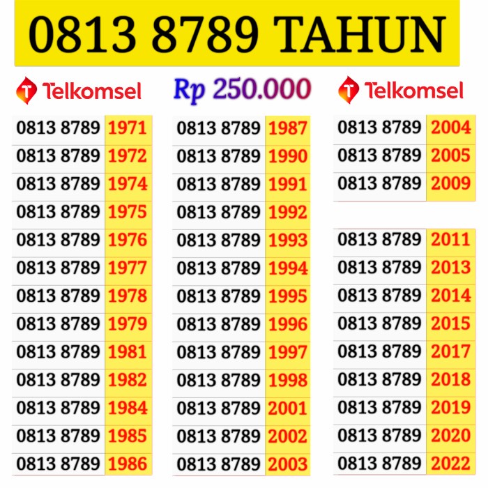 NOMOR CANTIK SIMPATI NOCAN TELKOMSEL NOCAN SIMPATI TAHUN LAHIR 5758