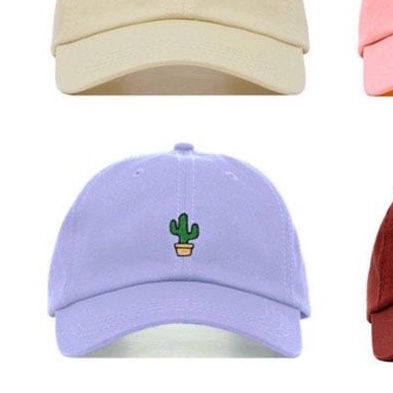 Topi baseball kaktus cream-Kaktus ungu