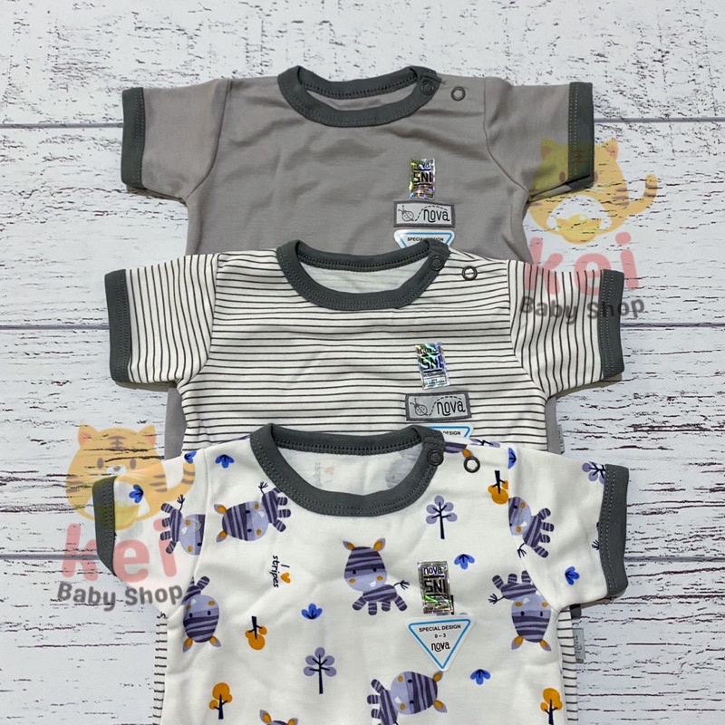 Nova Jumper Bayi Karakter Polos Abu - Romper Pendek Bayi Nova 0-3 3-6 6-9 Bulan