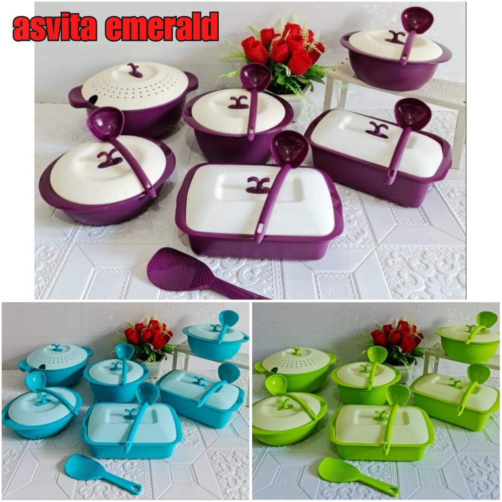 asvita family set emerald 6 set wadah saji makanan