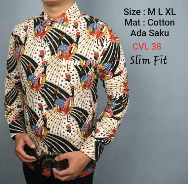 KEMEJA BATIK PRIA SLIM FIT LENGAN PANJANG BAJU PRIA LENGAN PANJANG KERJA SLIMFIT  CBL165