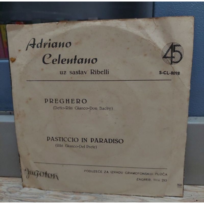 Kaset Vinyl Piringan Hitam 7&quot; Adriano Celentano_ Preghero dll