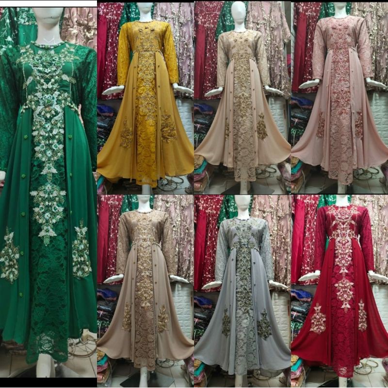 ganist pesta gamis mewah gamis brokat gamis tile gamis pesta jumbo gamis modern gamis kekinian
