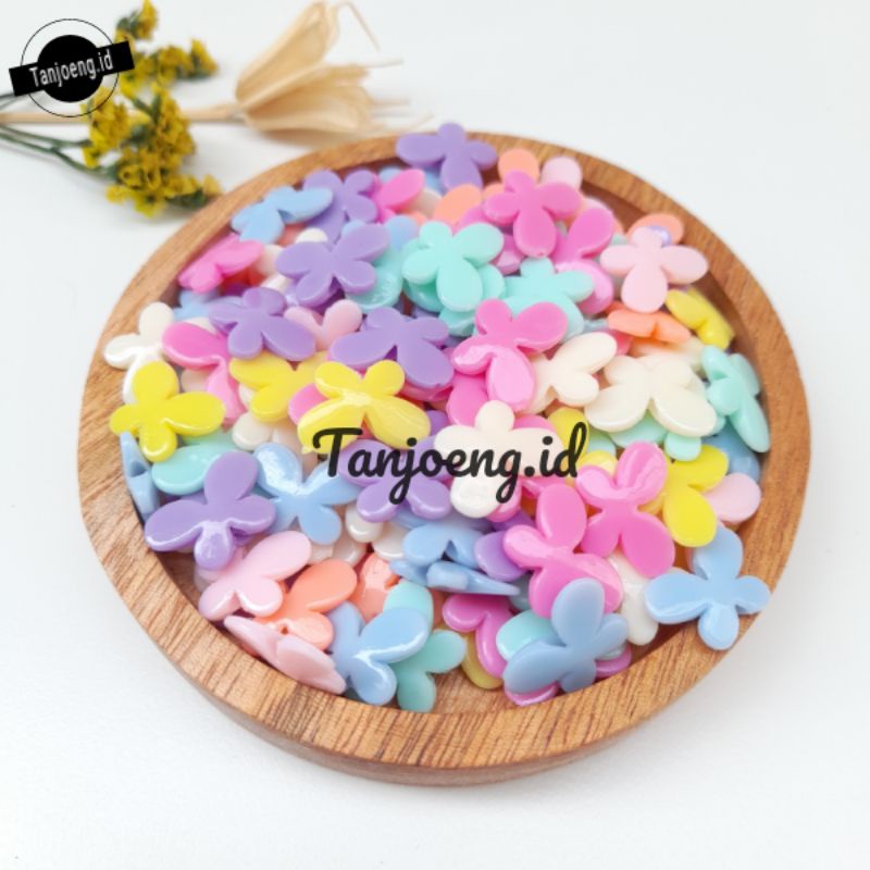 (50 pcs) Mote Manik Kupu Pipih Pastel Manik Kupu Kupu SuSu