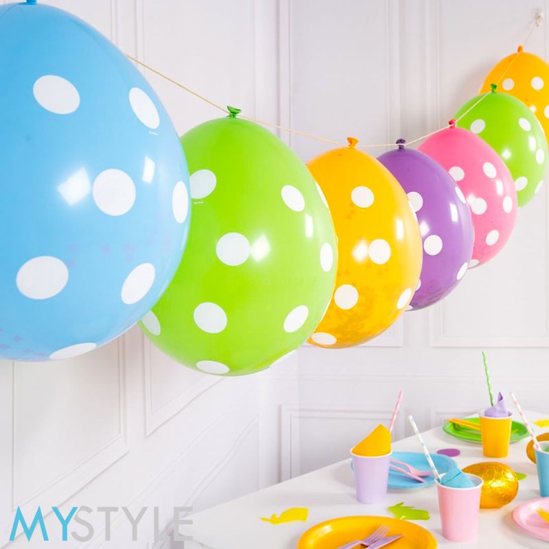 BALON LATEX POLKADOT MIX SATUAN MIN 10 BALON POLKADOT MURAH BALON LATEX TEBAL