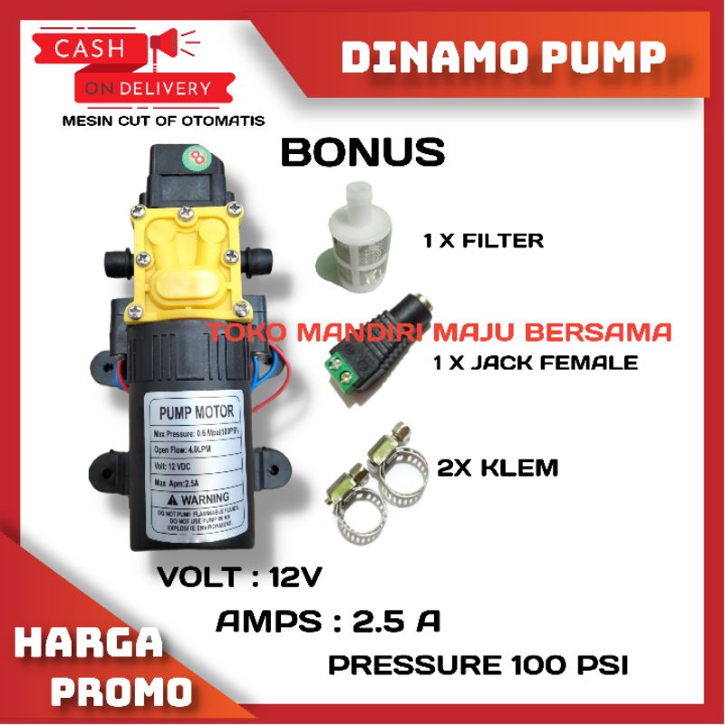 DINAMO POMPA SPRAYER 12V / POMPA AIR DC 12V DAN ADAPTOR / MESIN STIM MOTOR / MOBIL / AC