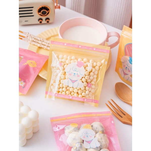 ZIPLOCK BAG MINI COOKIES PERMEN SNACK LUCU PINK PEACH UNYU ZP-M1