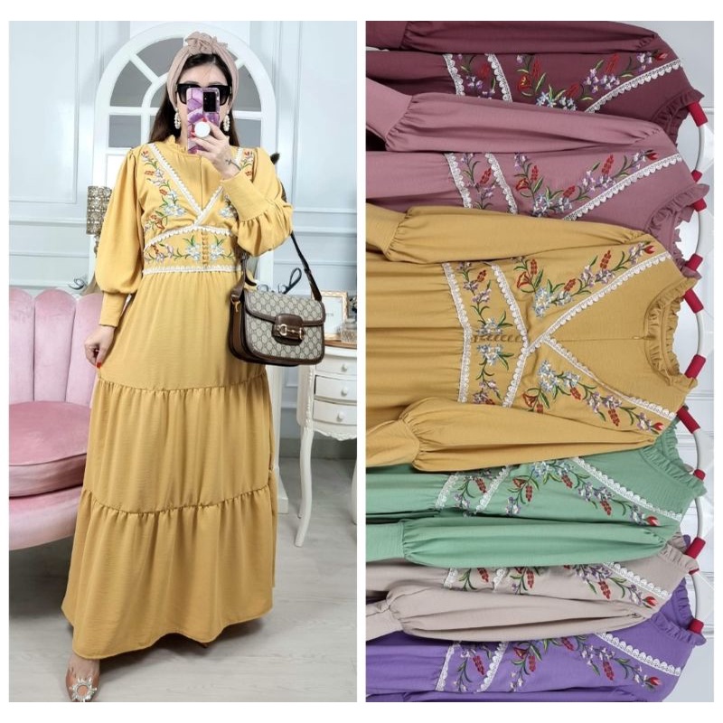 Gamis lesti bordir cantik original by meijiwang