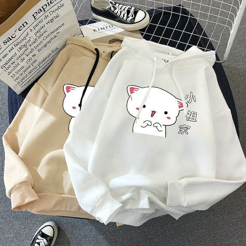 NEW HAPPY CAT HOODIE BAHAN FLEECE