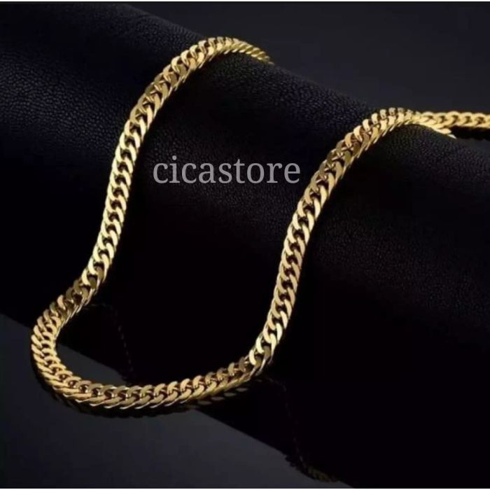 KALUNG TITANIUM RANTAI PRIA GOLD ANTI KARAT SELAMANYA
