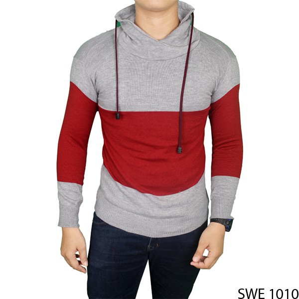 Sweater Rajut Cowok Keren Rajut Abu – Merah – SWE 1010