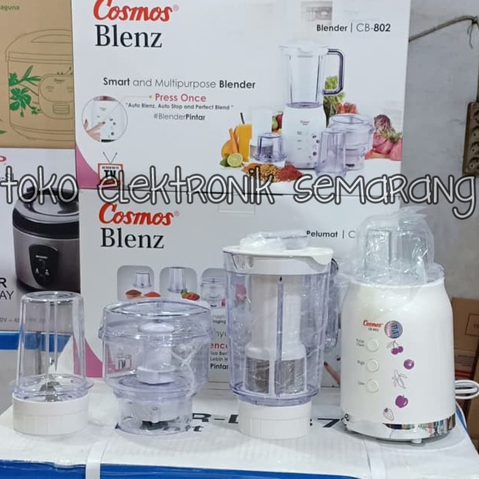 BLENDER DAN CHOPPER 4 IN 1 COSMOS BLENZ CB 802 CB802 PLASTIK  1,2 LITER GARANSI RESMI