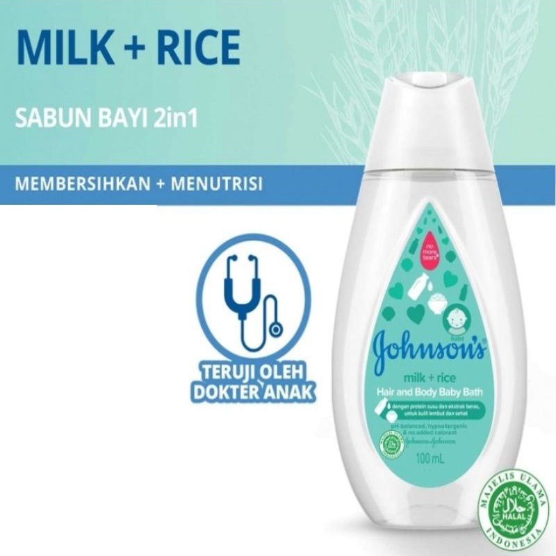 Johnson's Milk + Rice Hair &amp; Body Baby Bath - Sabun Bayi 2in1 100mL/200mL