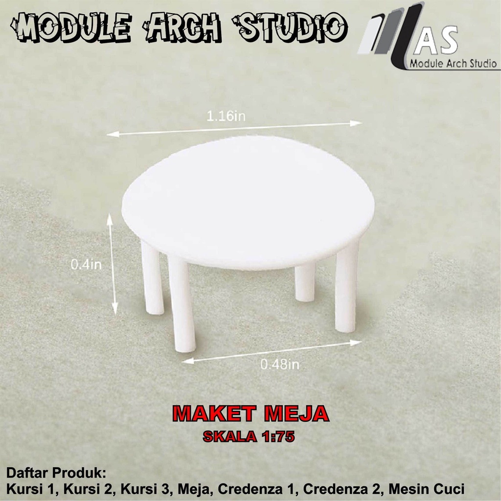 Maket Furniture Skala 75 - Maket Kursi - Maket Meja - Maket Credenza - Maket Mesin Cuci