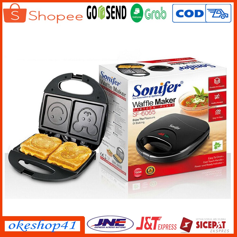 Sonifer SF-6065 Waffle Maker Cartoon Plate Sandwich Maker Elektrik