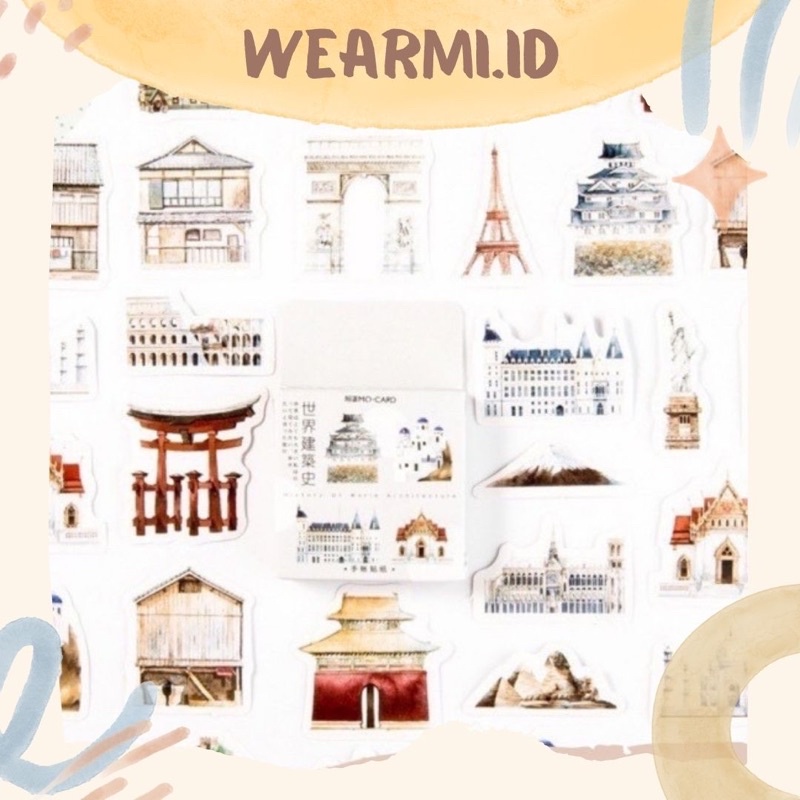 

46 pcs Sticker Box Deco Bangunan Dunia Scrapbook bujo diy Jurnal