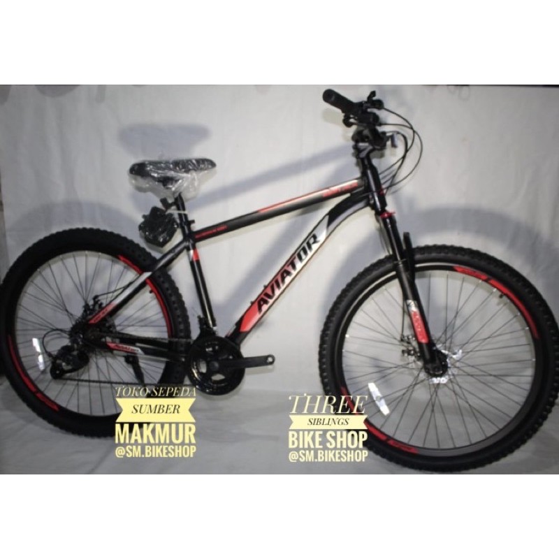 SEPEDA GUNUNG AVIATOR 2691 ALX 27.5 INCH WARNA HITAM ALLOY , 2X8 SPEED