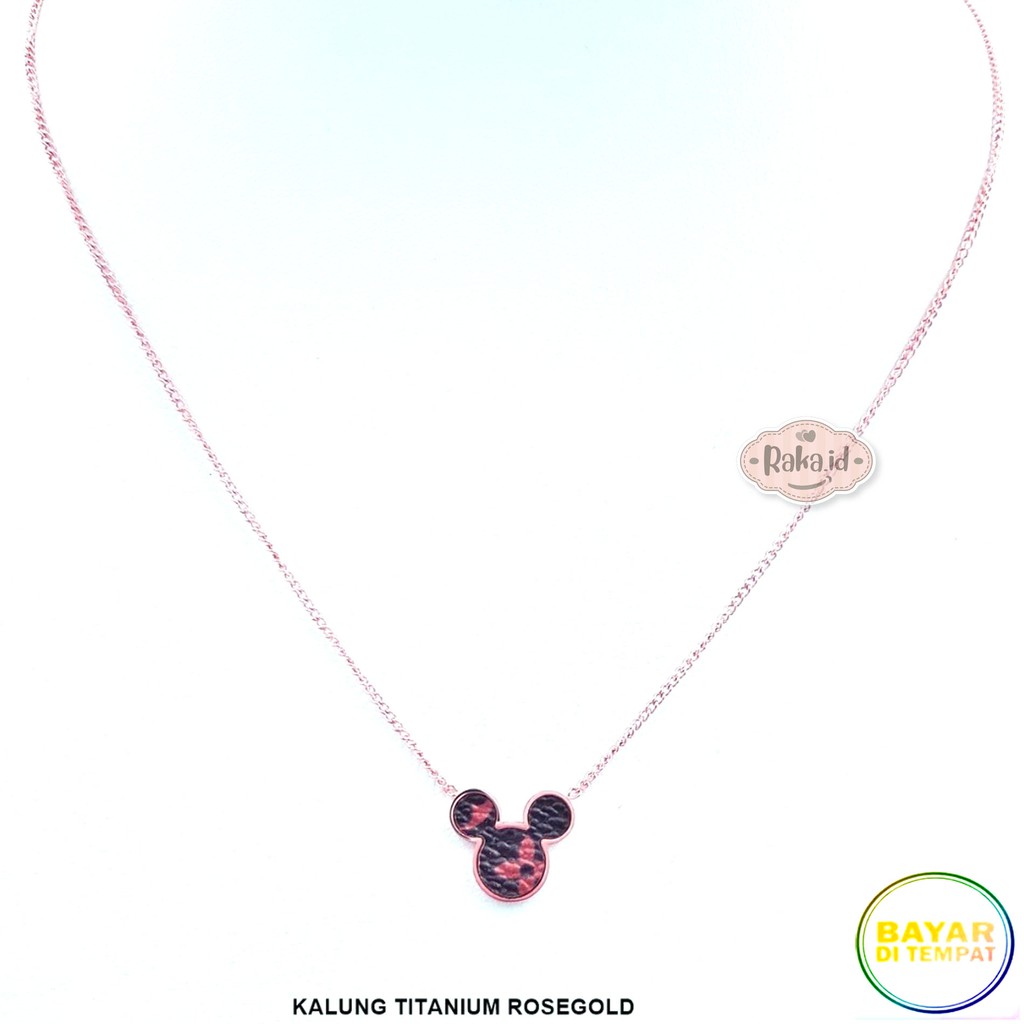 RAKA Acc - Kalung Wanita Kalung Titanium Bandul Mickey Hitam Perhiasan Cantik Wanita Berkualitas 523