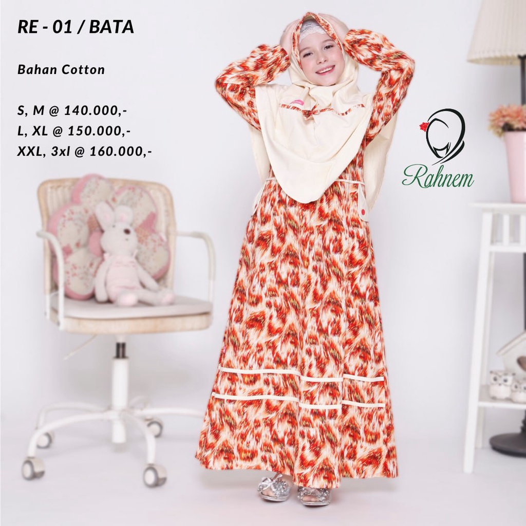 Rahnem Gamis Anak / RE-01 Bata / Fashion Muslim