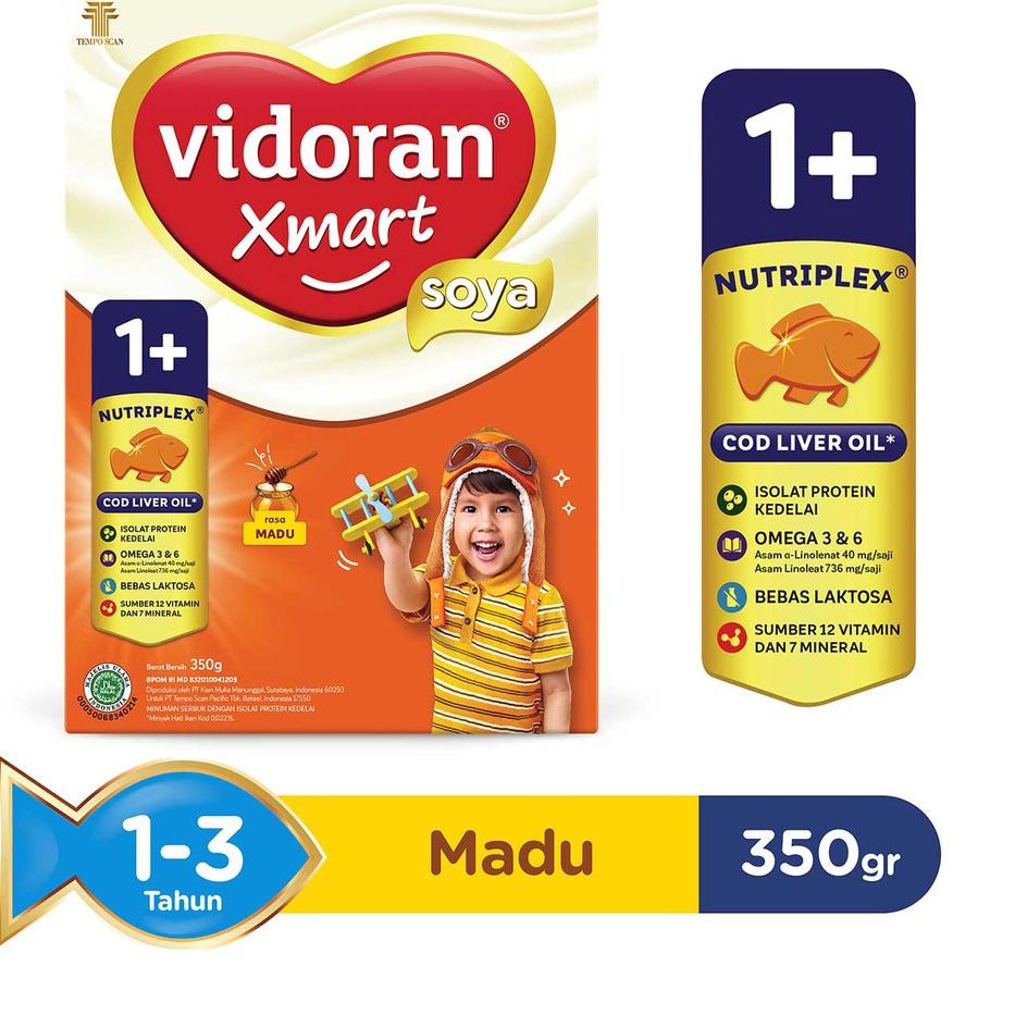 

vvrl Vidoran Xmart Milk 1+ 1 Plus Rasa Vanila dan Soya Rasa Madu 350 gr Limit Edision