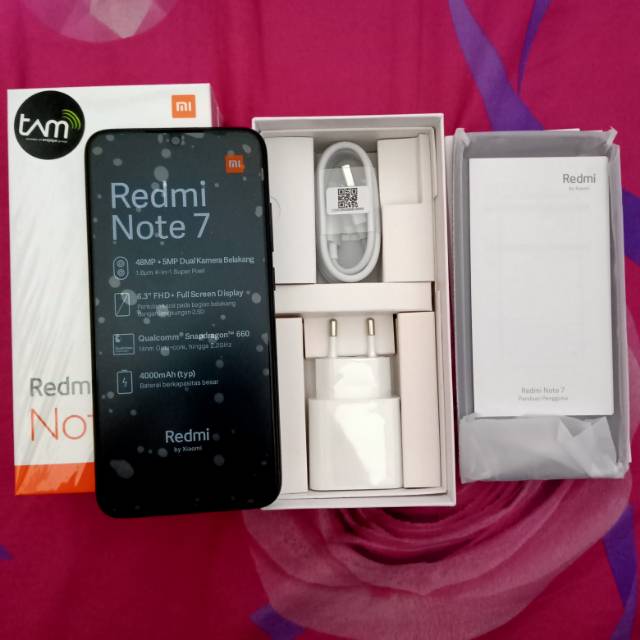 Redmi note 7 ram.4/64 hitam resmi TAM (SECOND LIKE NEW)