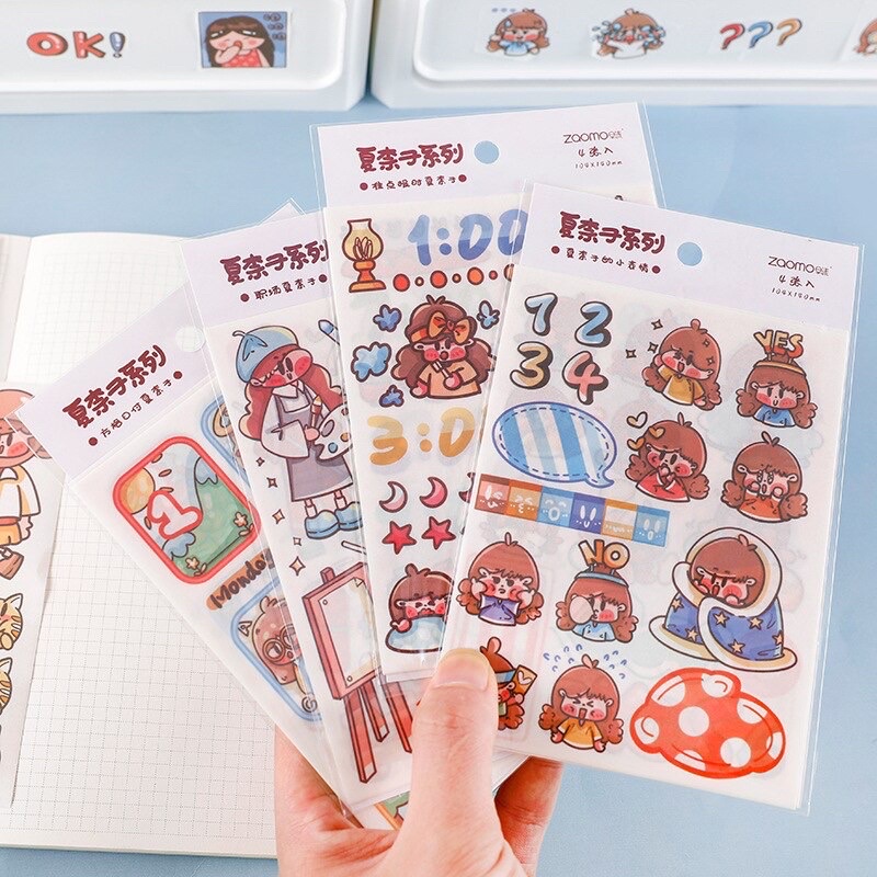 

Isi 4 Lembar Happy Girl Sticker Korean Style Cute Lucu Daily Life DIY