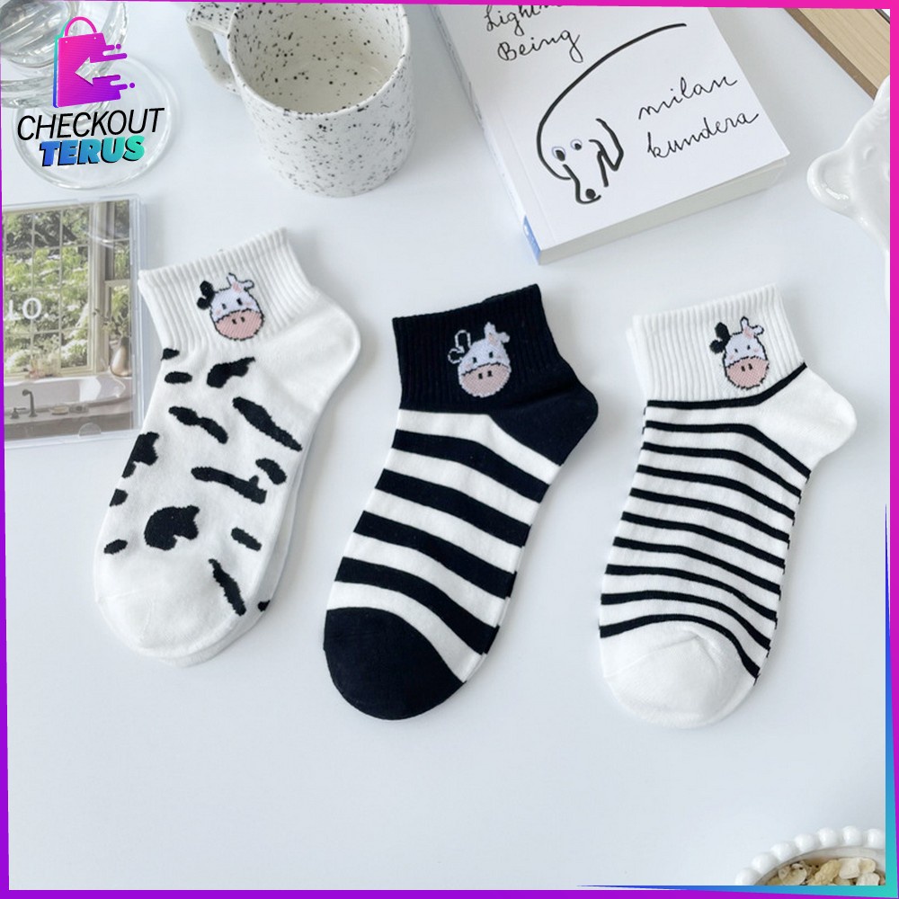 CT P184 Kaos Kaki Pendek Semata Kaki Kaus Kaki Wanita Pria Dewasa Fashion Kaos Kaki Motif Sapi Lucu Kaos Kaki Murah