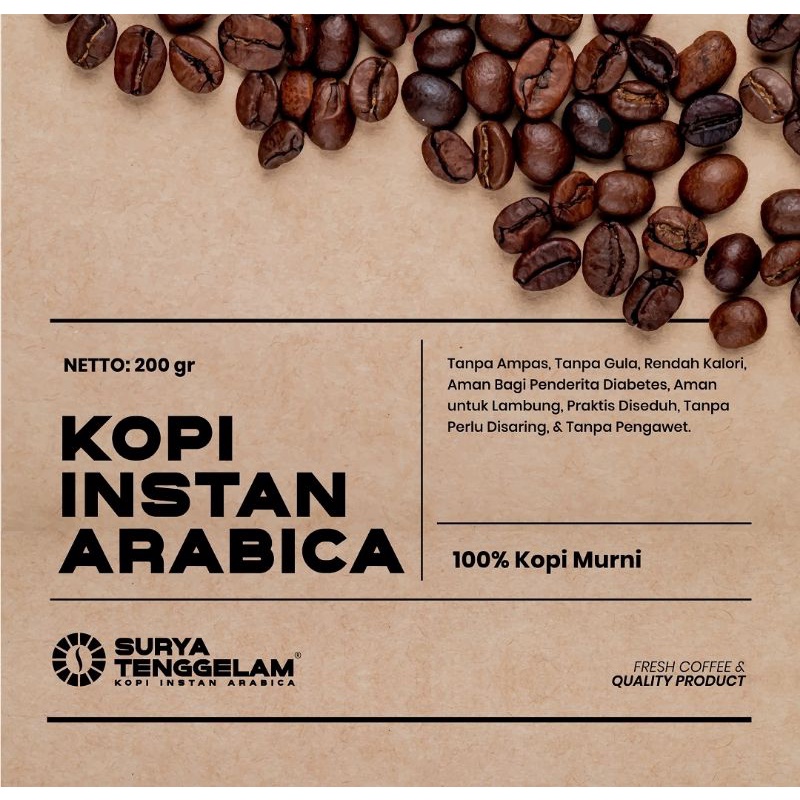 Spray Dried Instant Coffee 100% Arabica - Kopi Hitam Tanpa Ampas