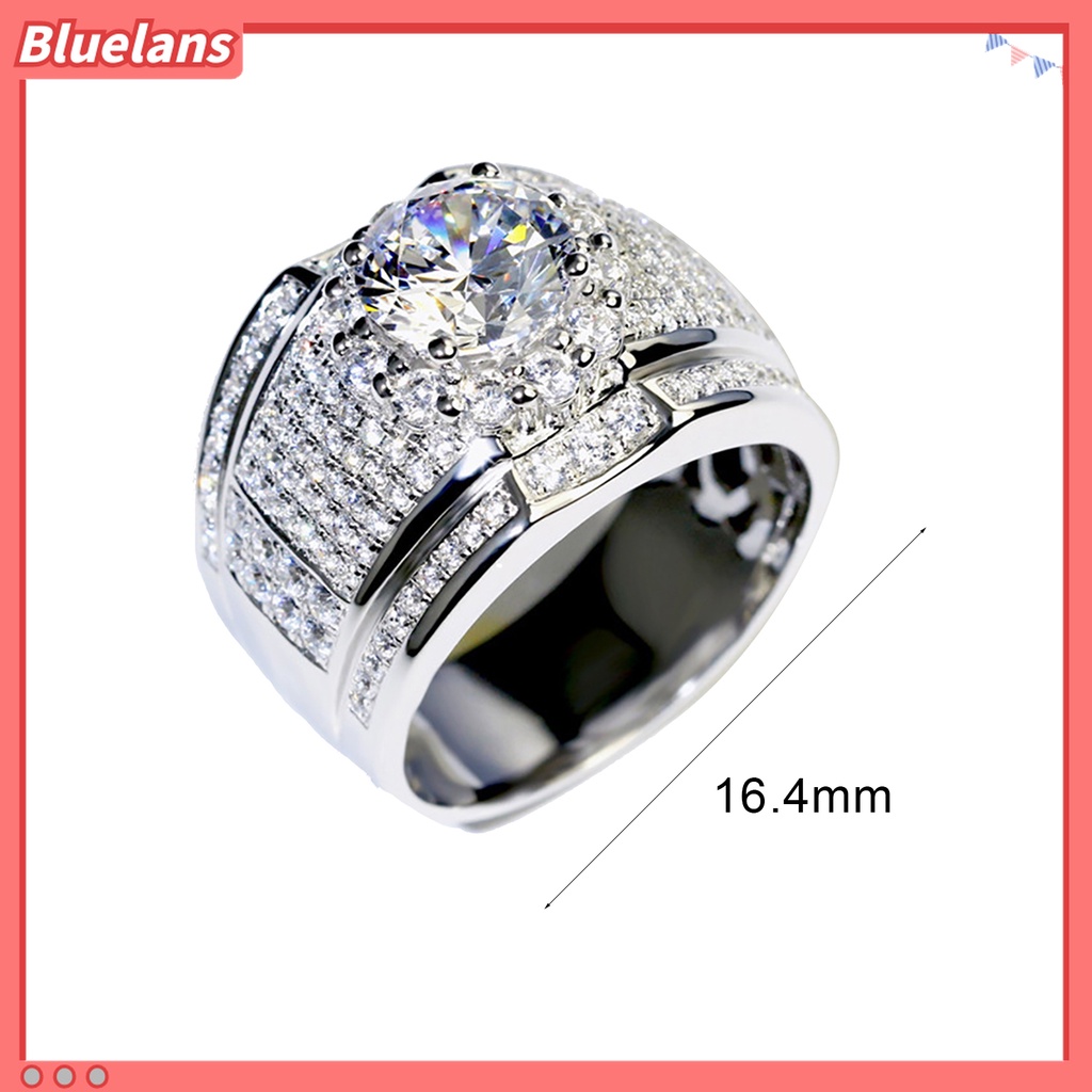 Cincin Lapis Silver Dengan Berlian Imitasi Untuk Pria